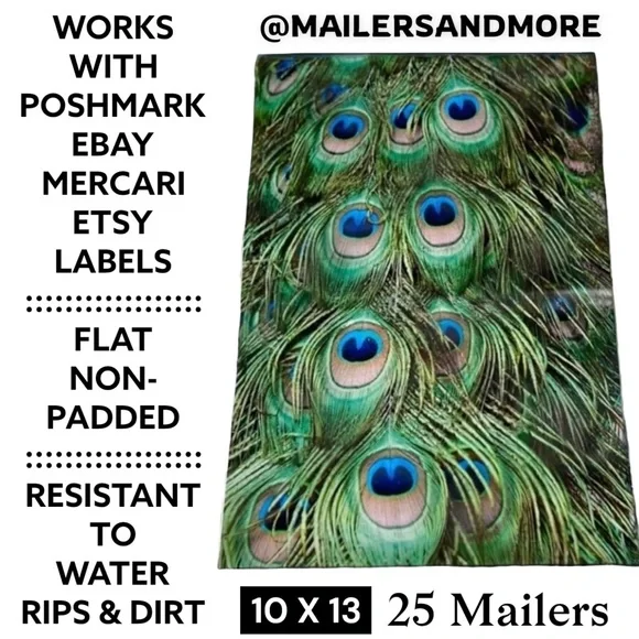 25 10X13 Poly Mailers Peacock Eyes PRICE IS FIRM - Picture 2 of 12